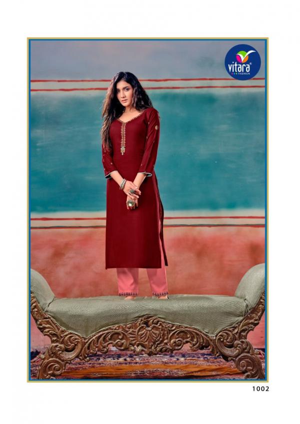 Vitara Gloster Rayon Designer Kurti With Pant 